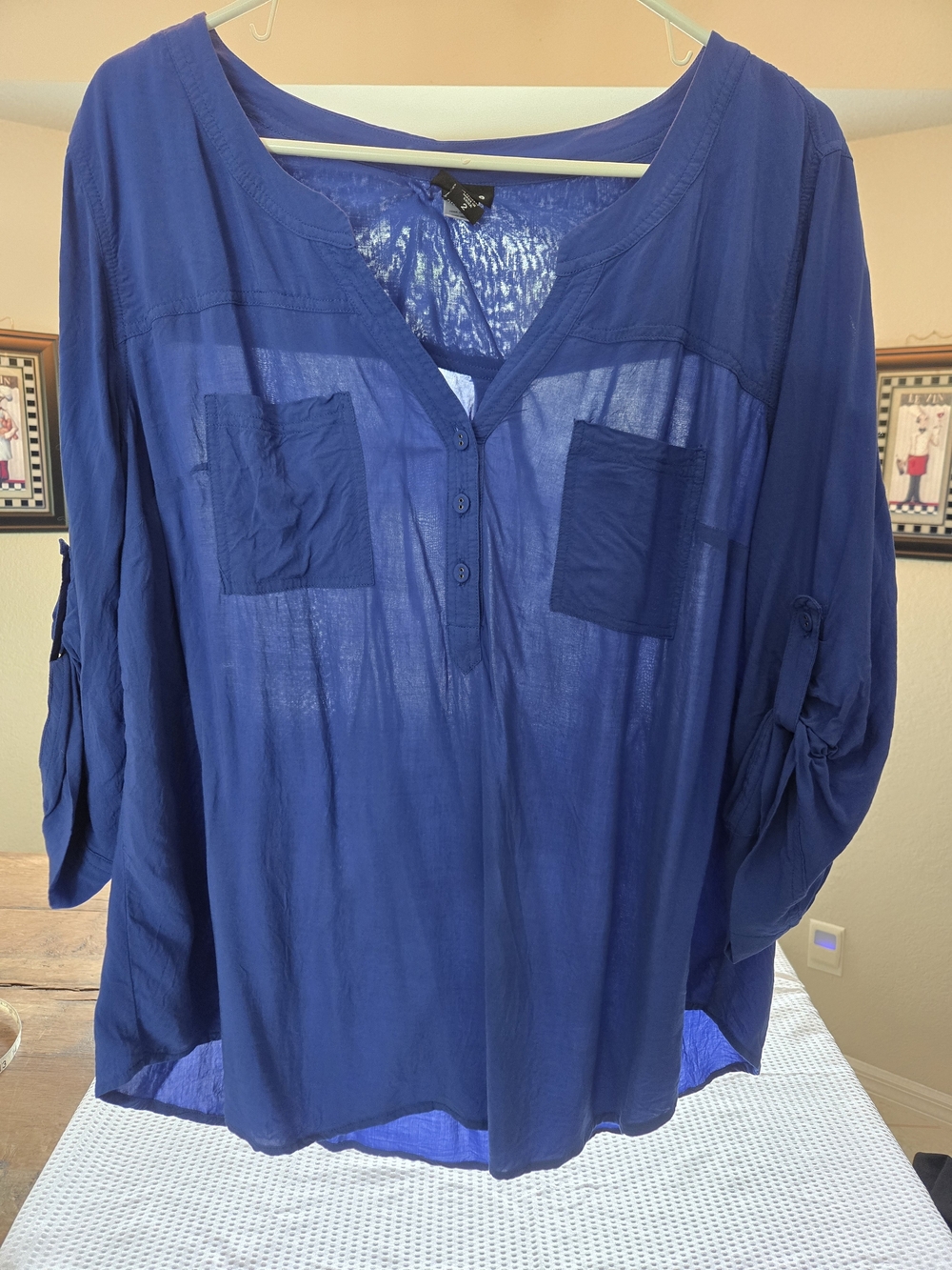 Torrid Royal Blue Split V-Neck Button Tunic